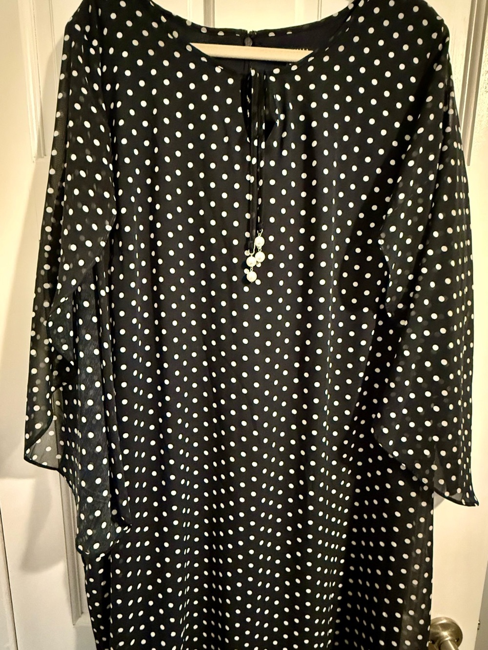Roz & Ali Navy and White Polka Dot Women's Dress